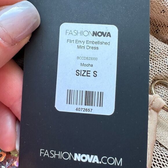 Fashion nova Flirt Envy Embellished Mini Dress Mocha fashion nova new NWT size S - Picture 9 of 9